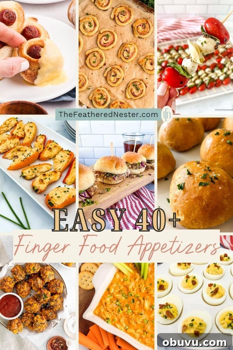 40+ Crowd-Pleasing Finger Food Ideas for Parties and Gatherings 2 Titled graphic collage of 9 finger food images.