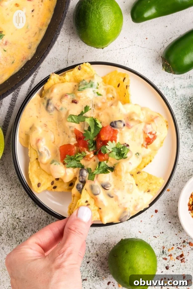 Nachos with cheese sauce, cilantro and tomato toppings.