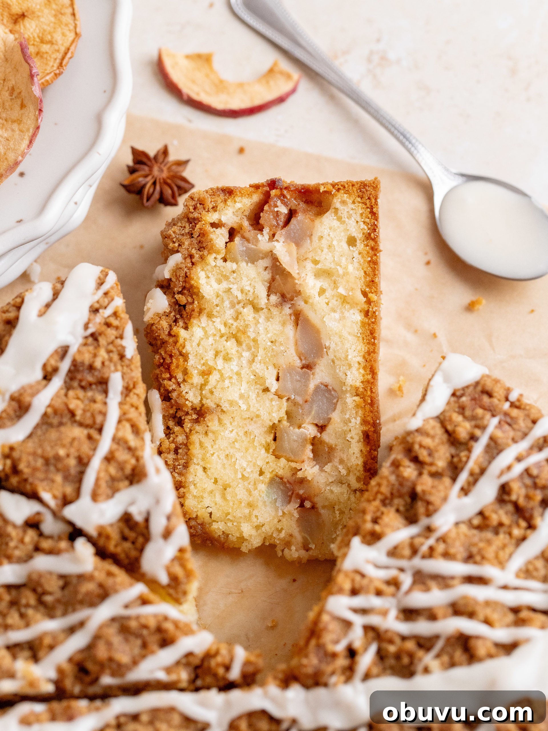 Apple Crumb Cake Slice of apple crumb cake
