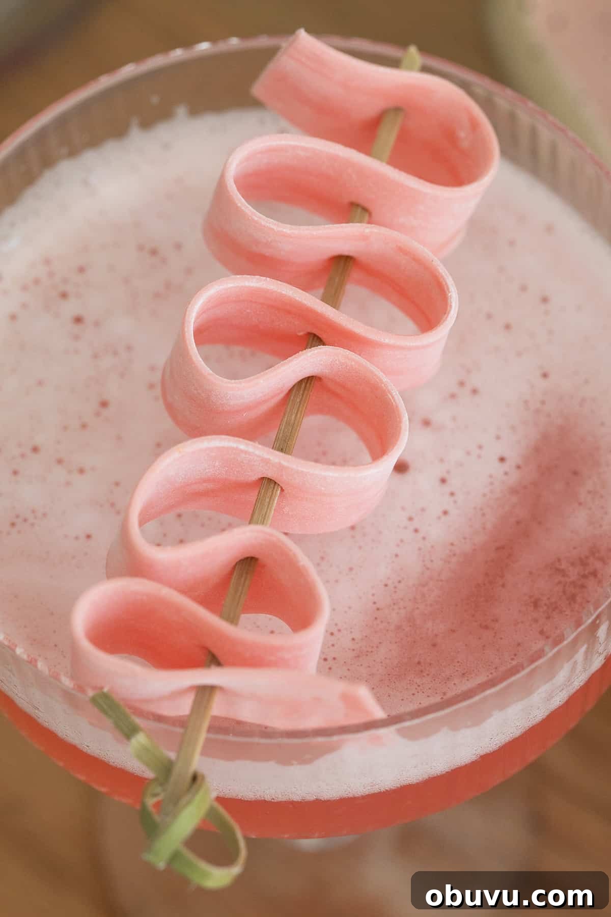 Bubble Gum Cocktail Recipe Using Infused Vodka 3 Bubble gum cocktail with infused bubble vodka and a bubble gum garnish.