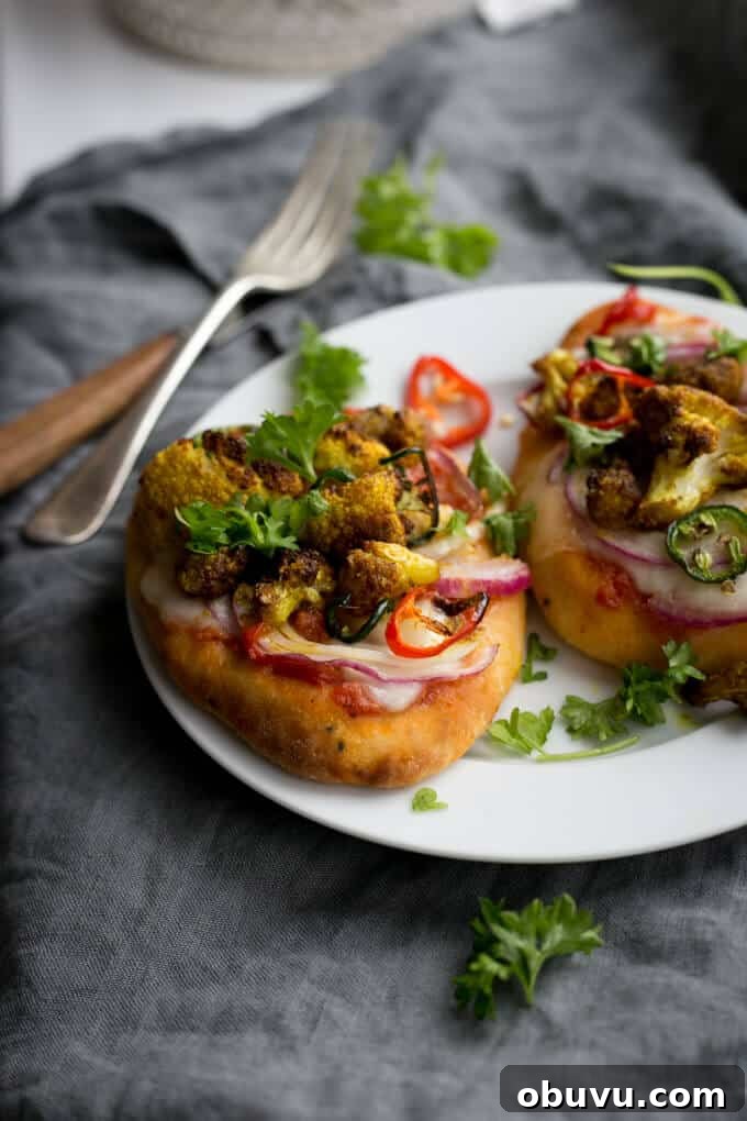Naan bread pizza recipe, with roasted cauliflower and chillies | via @annabanana.co