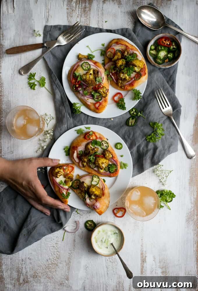 Easy naan bread pizza recipe with roasted cauliflower and chillies | via @annabanana.co