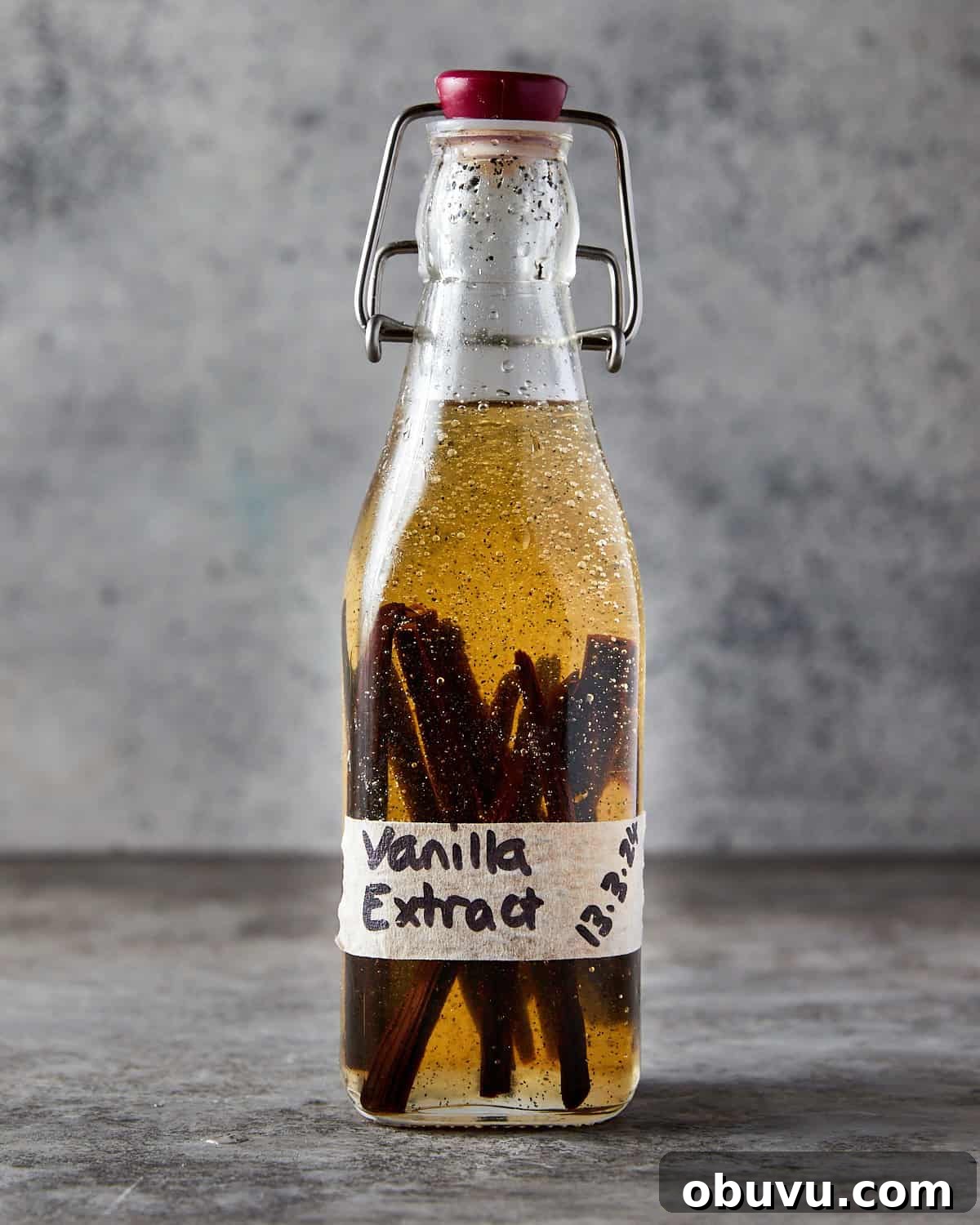 Alcohol-Free Homemade Vanilla Extract Recipe 6 Photo of vanilla extract mixture before it has matured, straight after mixing in the bottle.