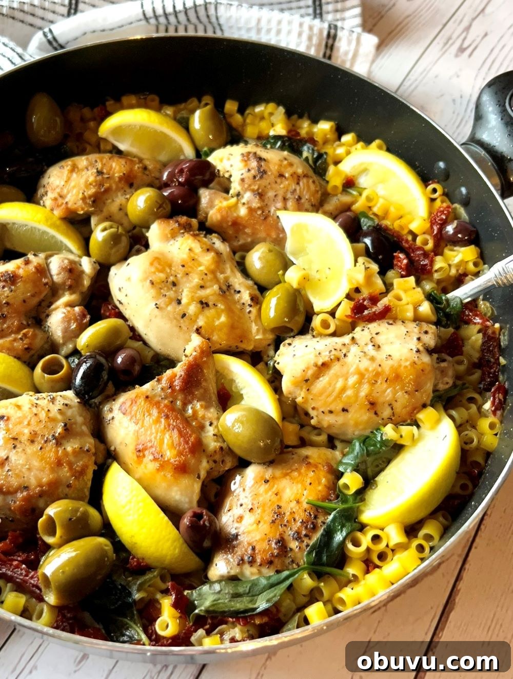 One-Skillet Mediterranean Chicken And Pasta