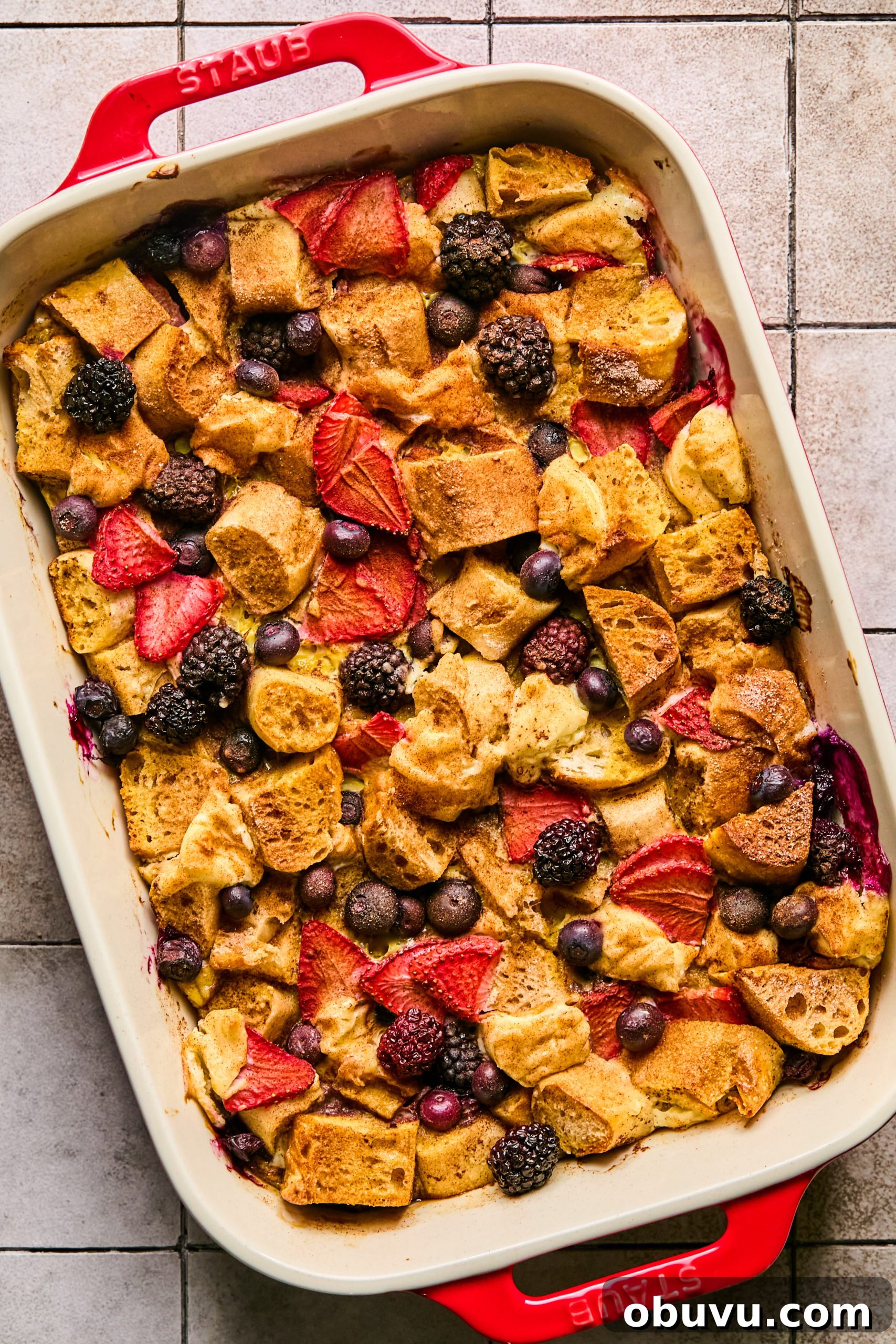 Berries and Cream French Toast Casserole Recipe 8 A freshly baked berries & cream french toast casserole