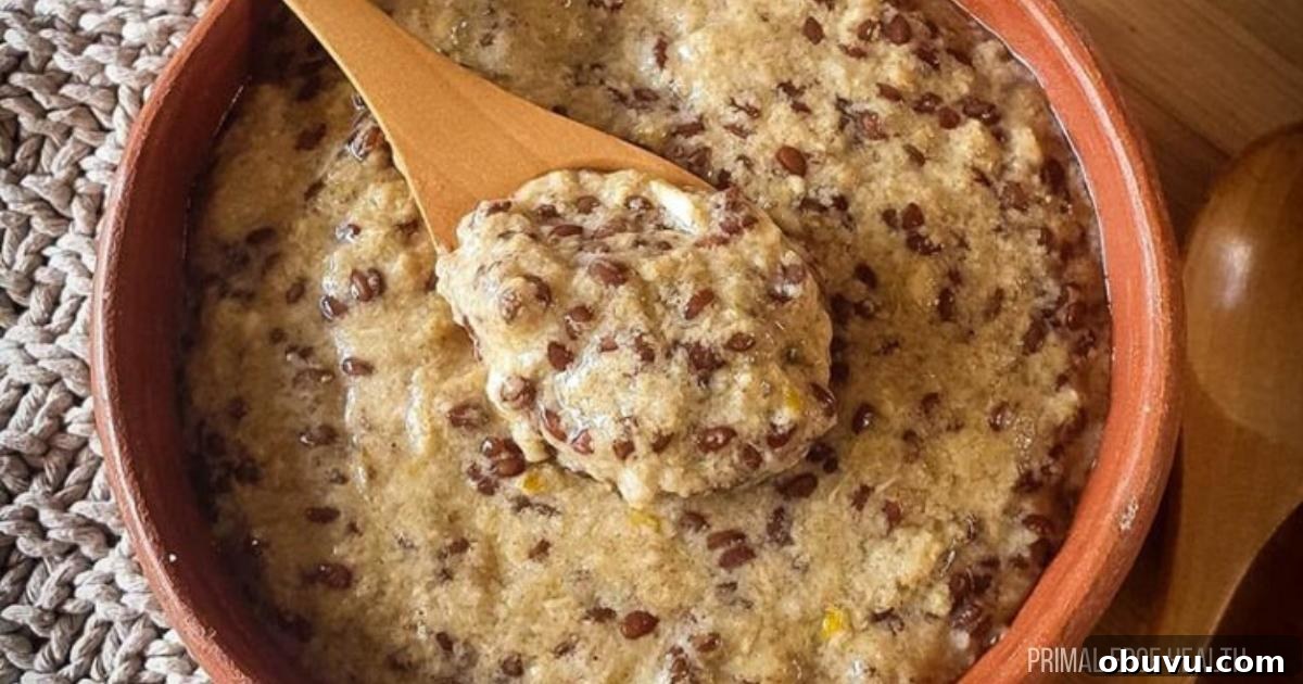 19 Cozy Low-Carb Breakfasts You’ll Crave Every Morning 16 Hot cereal in a bowl with a wooden spoon.