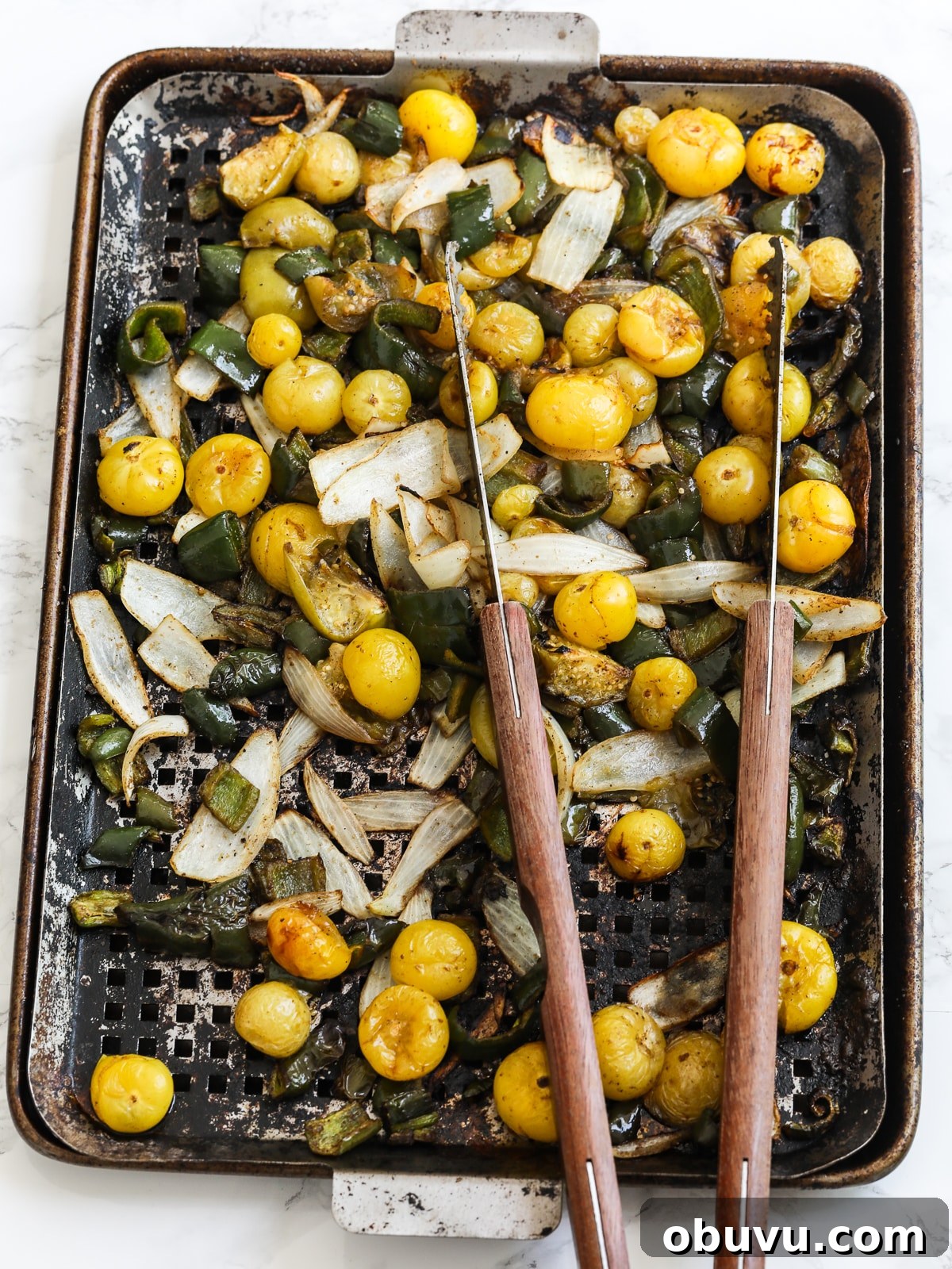 Homemade Salsa Verde Enchilada Sauce Recipe 11 Grilled vegetables on a pan