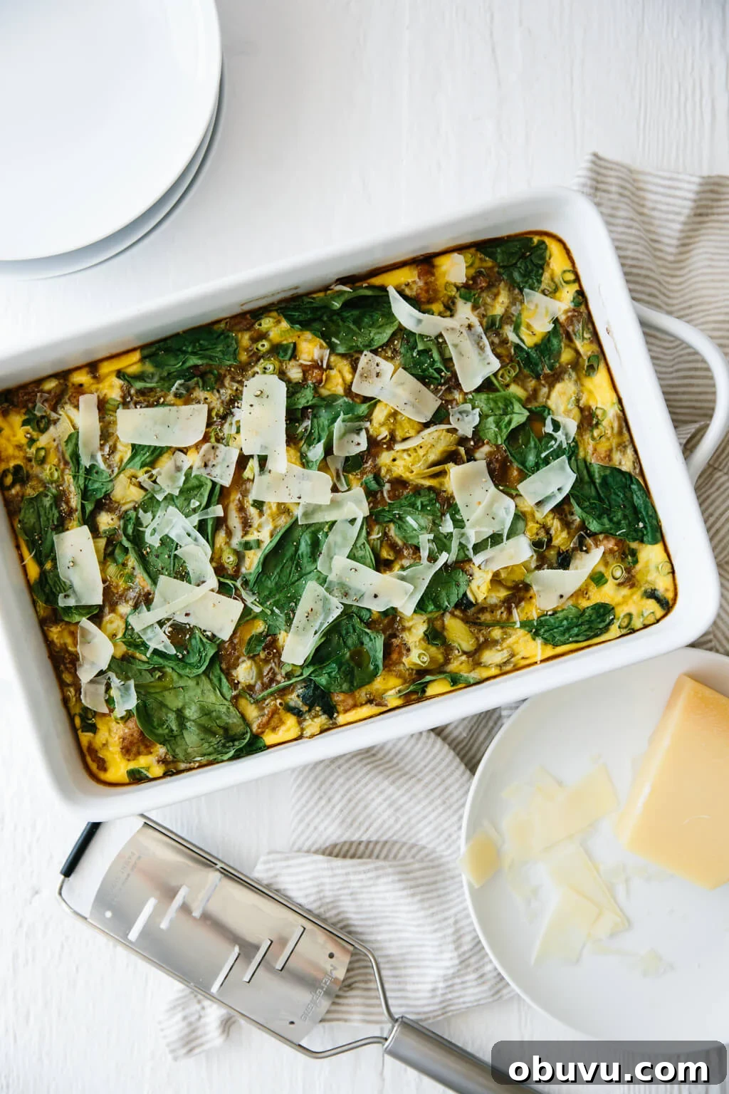 20 High-Protein Breakfast Recipes for Lasting Energy 10 (gluten-free, paleo, whole30). This easy, healthy breakfast casserole is filled with turkey, spinach and artichoke. It's a delicious favorite - make it overnight or ahead of time.