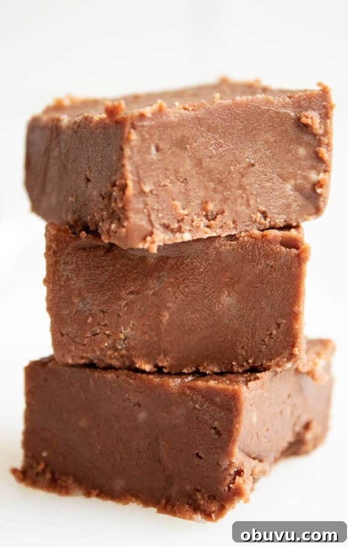 Keto Iced Coffee with 4 Ingredients: Creamy Low-Carb Recipe 17 closeup of three pieces of keto chocolate fudge