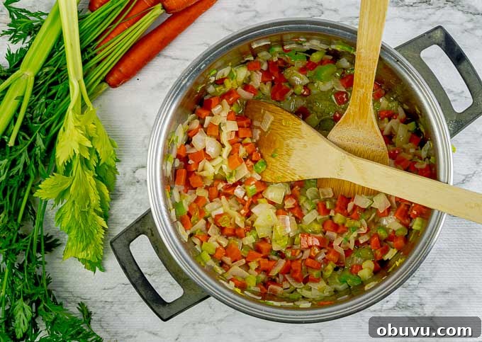 Creamy Turkey and Chicken Soup Recipe for Comforting Meals 5 ingredients for cream of turkey soup being sautéd