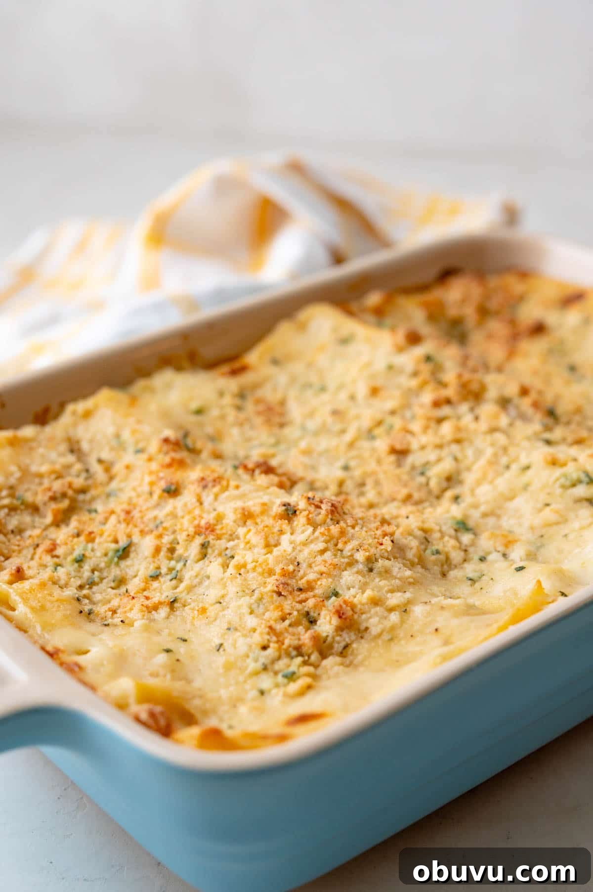 Creamy Butternut Squash Lasagna with Sage and Ricotta 9 The lasagna after browning the crumble. Ready to serve.