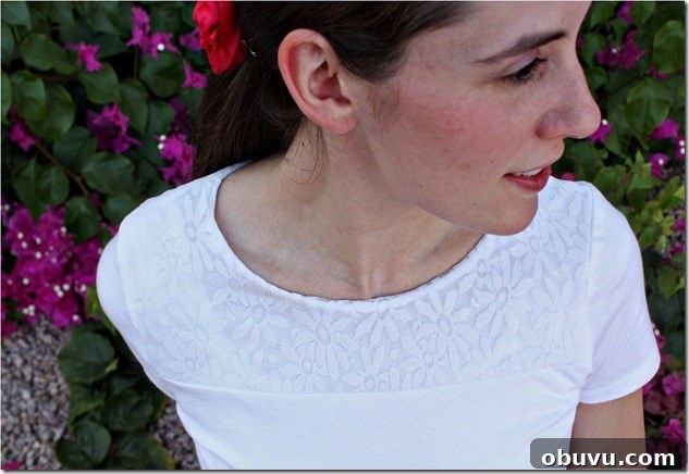 37 Creative DIY T-Shirt Ideas to Upgrade Your Wardrobe 13 Peek-A-Boo Lace T-Shirt