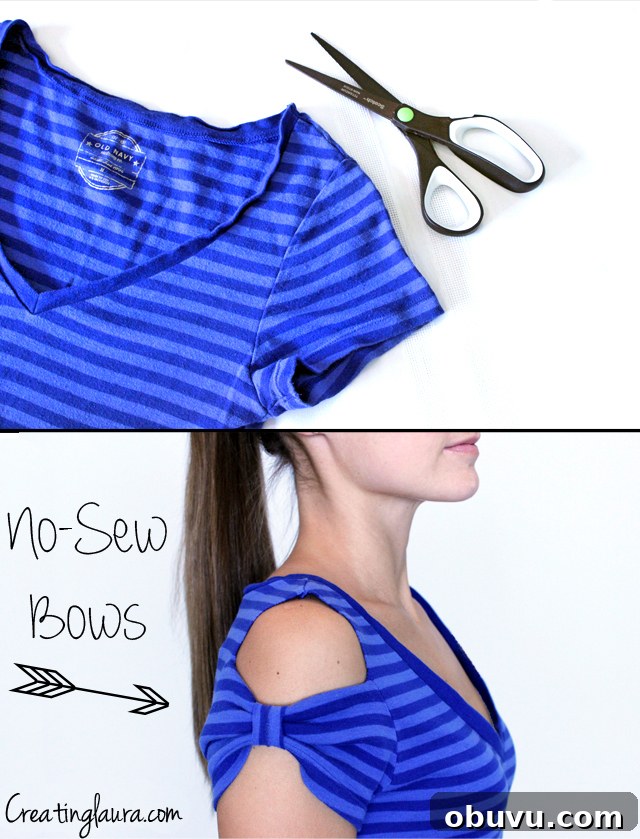 37 Creative DIY T-Shirt Ideas to Upgrade Your Wardrobe 14 No-Sew Bow-Sleeve T-Shirt