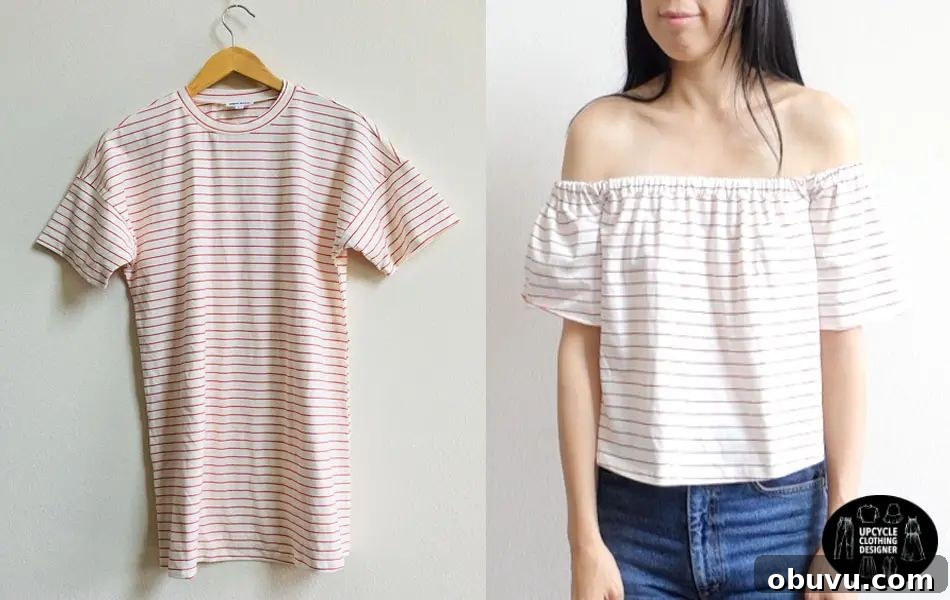 37 Creative DIY T-Shirt Ideas to Upgrade Your Wardrobe 16 DIY Off The Shoulder T-Shirt