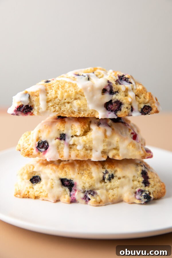 fresh blueberry scones with lemon glaze