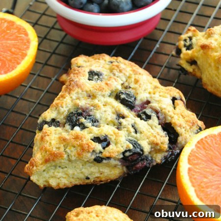 Fluffy Honey Glazed Orange Blueberry Scones