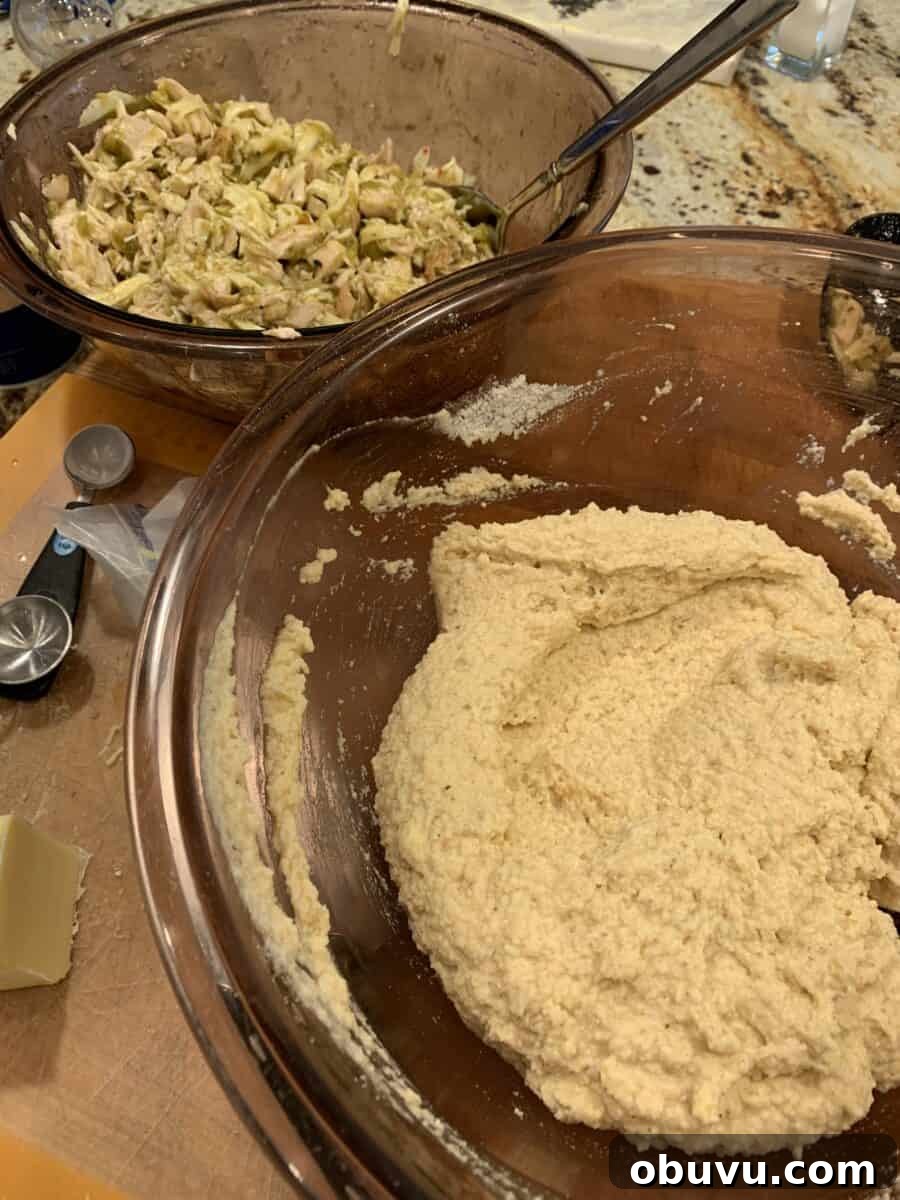 Tamale casserole ingredients in two bowls on the counter.