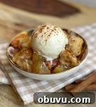 Cinnamon roll apple cobbler in a baking dish