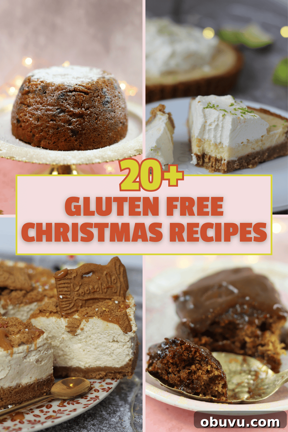 A collage of images of gluten free Christmas desserts.