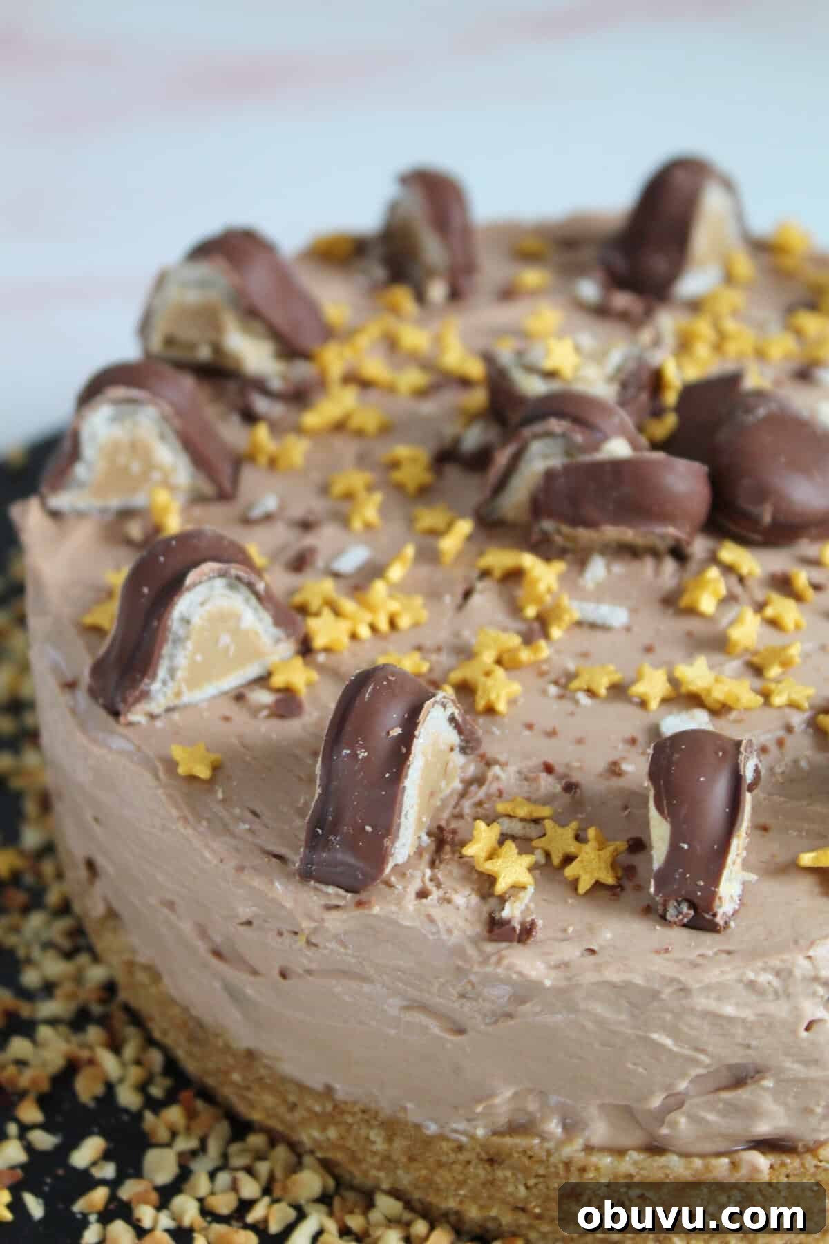 A gluten free no bake Bueno cheesecake.