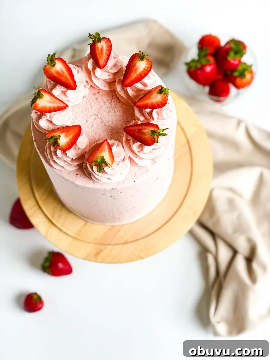 Slice of strawberry vanilla cake