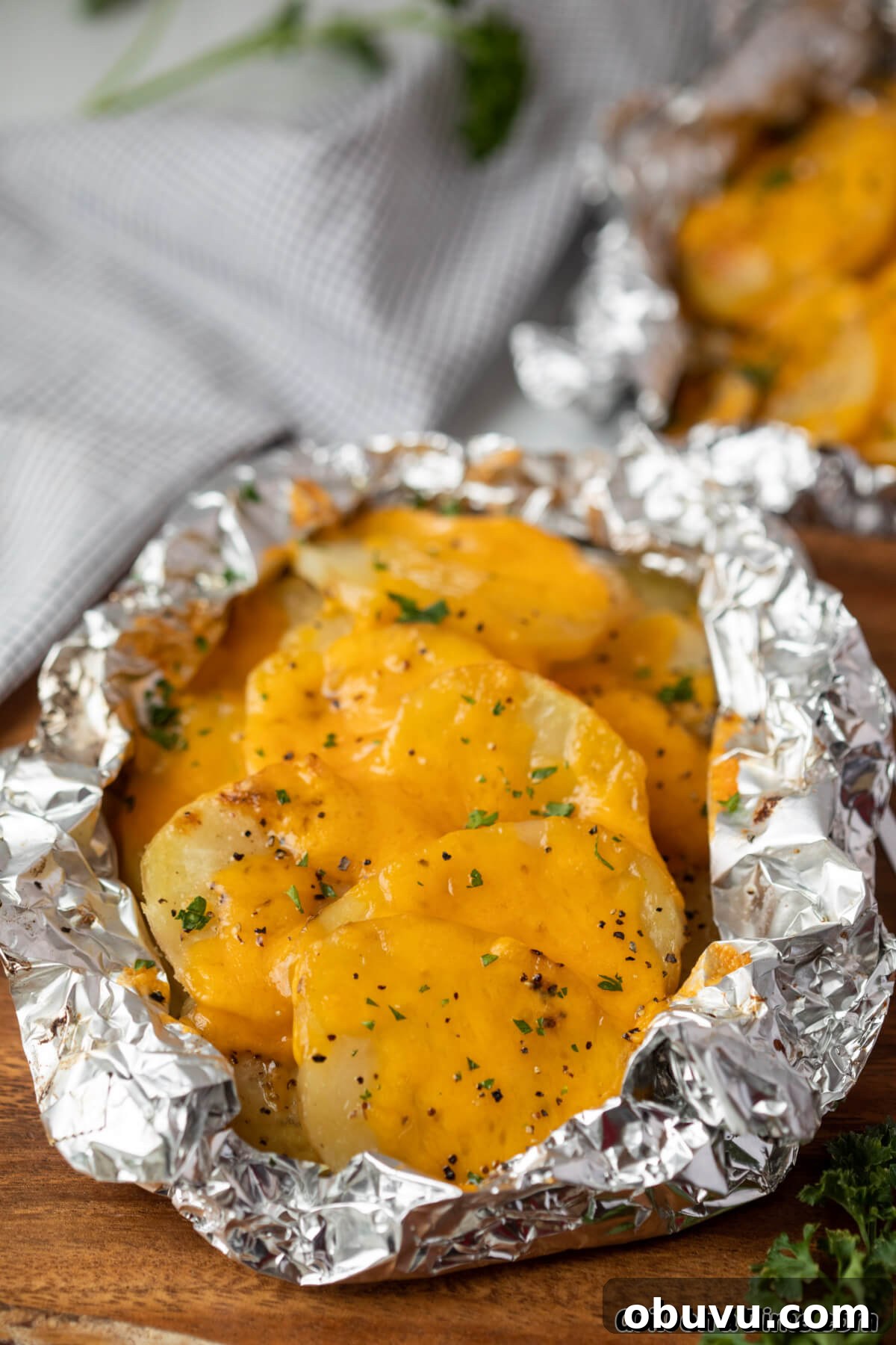 Grilled Cheesy Potato Foil Packets